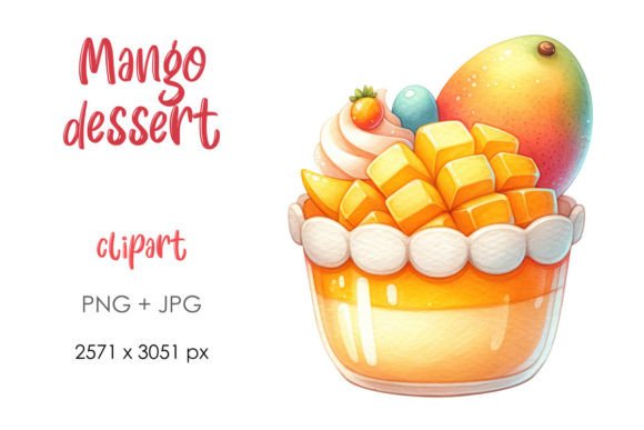 Download Watercolor Illustration of Mango Dessert - Premium Resources