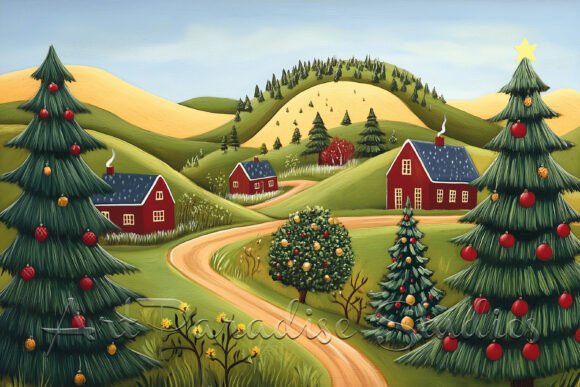Download Rolling Hills and Homes at Dusk Art - Rolling hills Collection
